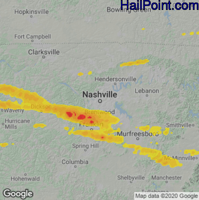 Hail Map for Nashville, TN Region on November 7, 2025 