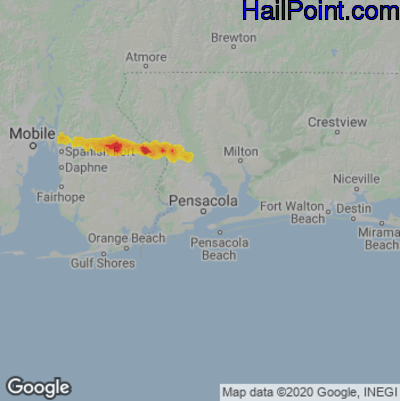 Hail Map for Pensacola, FL Region on November 9, 2025 