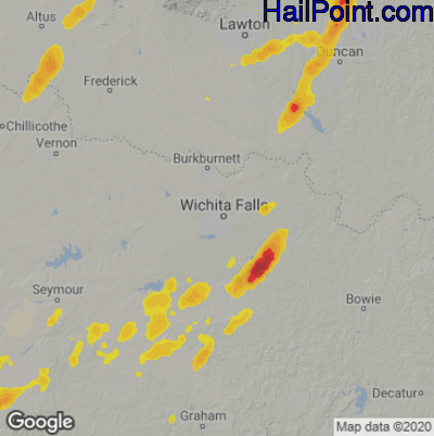 Hail Map for Wichita Falls, TX Region on November 20, 2025 