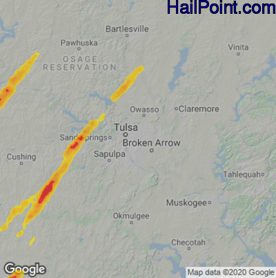 Hail Map for Tulsa, OK Region on November 20, 2025