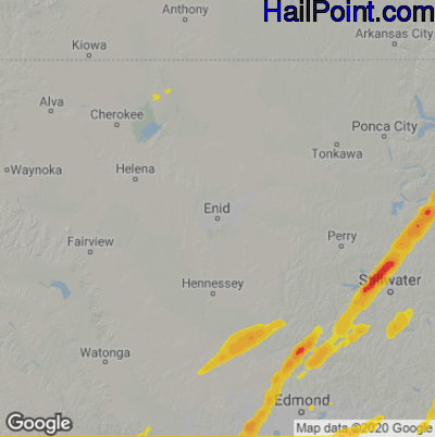 Hail Map for Enid, OK Region on November 20, 2025 