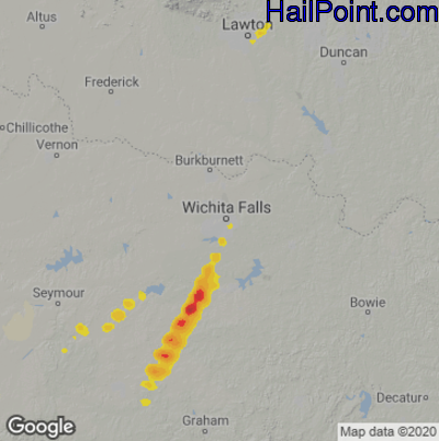 Hail Map for Wichita Falls, TX Region on November 23, 2025 