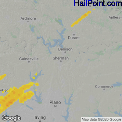 Hail Map for Sherman, TX Region on November 24, 2025 
