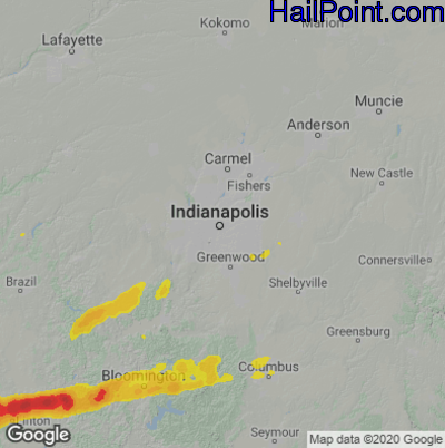 Hail Map for Indianapolis, IN Region on February 19, 2026 