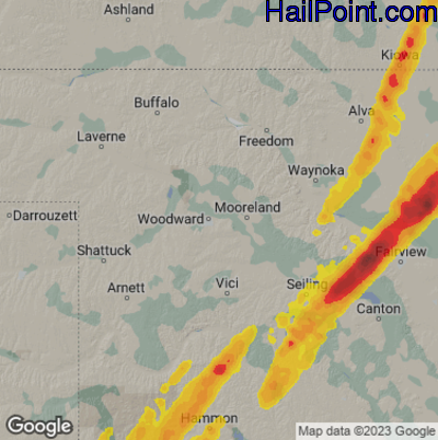 Hail Map for Woodward, OK Region on March 6, 2026 