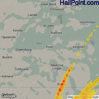 Hail Map for Pratt, KS Region on March 6, 2026 