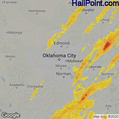 Hail Map for Oklahoma City, OK Region on March 6, 2026 