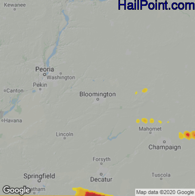 Hail Map for Bloomington, IL Region on March 26, 2026