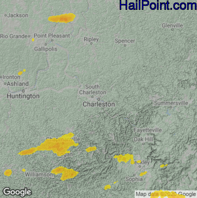 Hail Map for Charleston, WV Region on April 1, 2026 