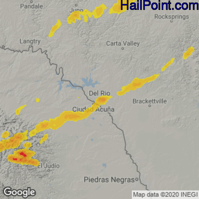 Hail Map for Del Rio, TX Region on April 12, 2026