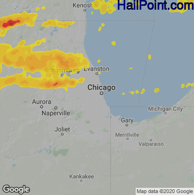 Hail Map for Chicago, IL Region on April 15, 2026 