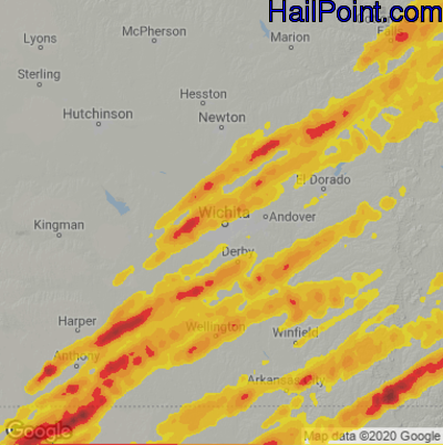 Hail Map for Wichita, KS Region on April 17, 2026 