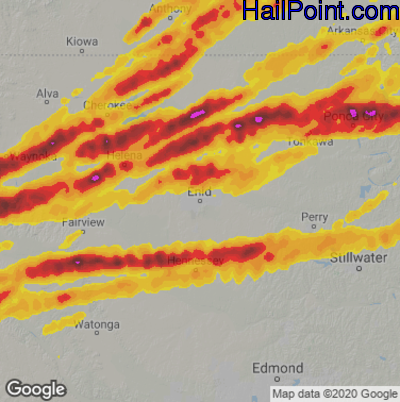 Hail Map for Enid, OK Region on April 17, 2026 