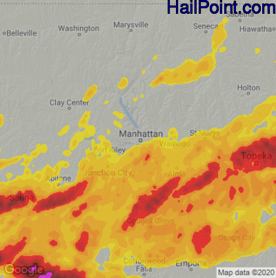Hail Map for Mahhattan, KS Region on April 26, 2026 