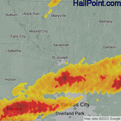 Hail Map for St. Joseph, MS Region on April 27, 2026 
