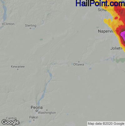 Hail Map for Peru, IL Region on July 27, 2026 
