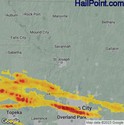 Hail Map for St. Joseph, MS Region on August 19, 2026
