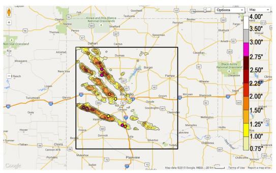 Amarillo, TX Area Hit By Large Hail, Up to 3.75